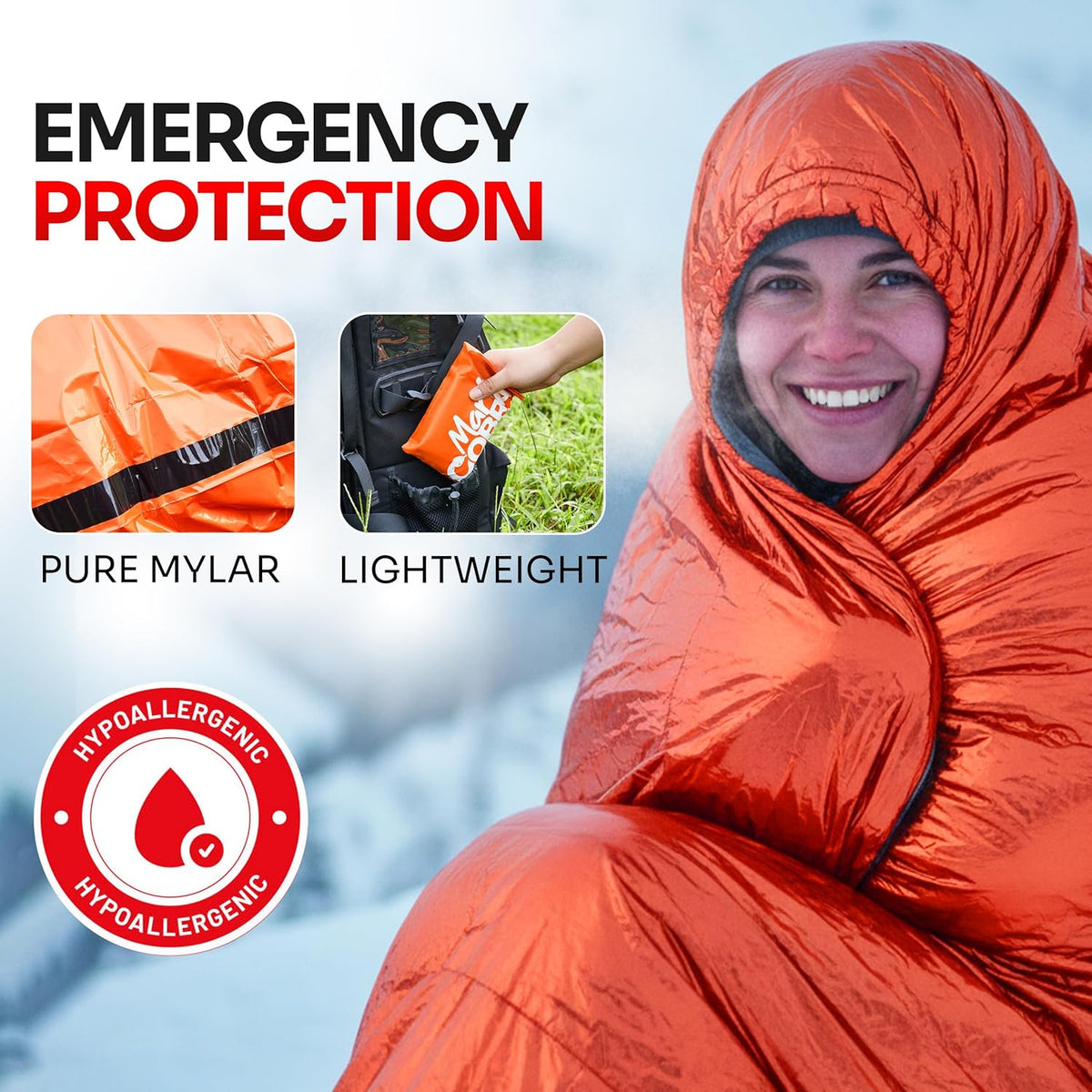 Emergency Sleeping Bag for Survival Gear and Supplies Life Bivy Sack Waterproof Mylar Emergency Blankets for Survival Kit Car Camping Gear Hiking Tac Bivvy Go Bags Supplies Sleep Sacks Shelter