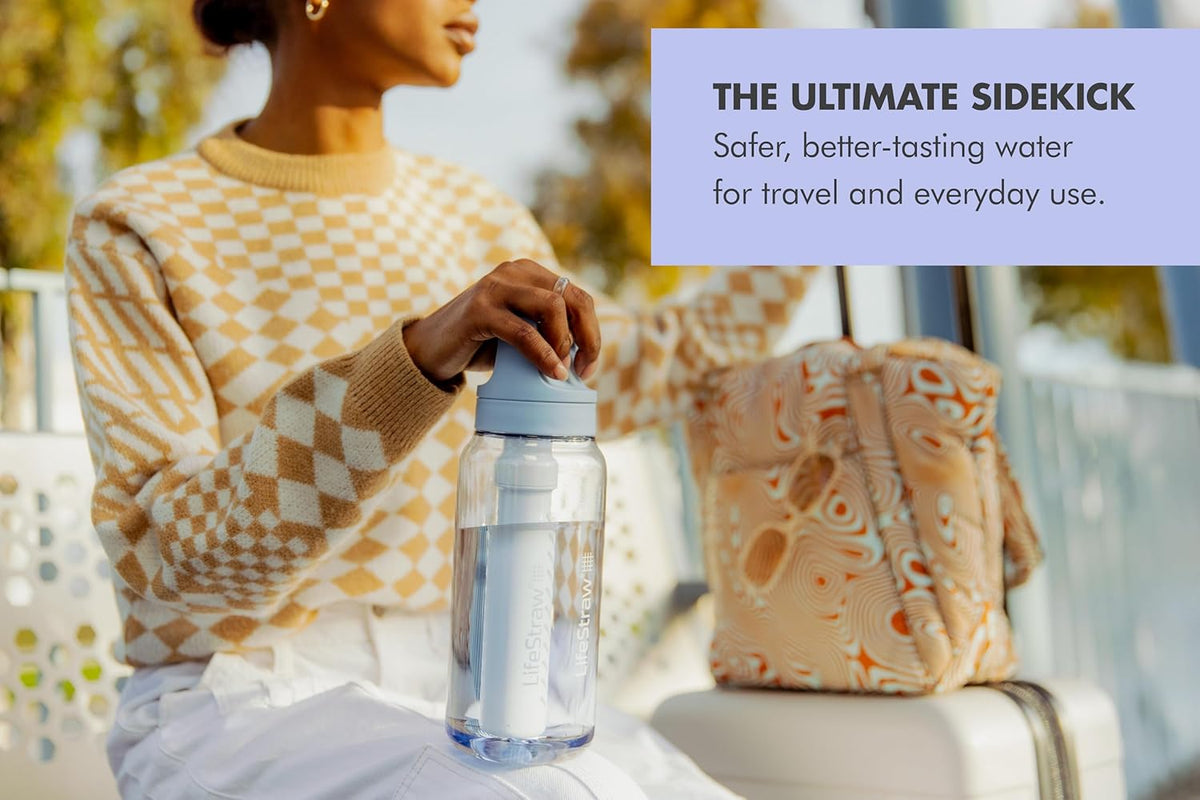 Go Series – Bpa-Free Water Filter Bottle for Travel and Everyday Use Removes Bacteria, Parasites and Microplastics, Improves Taste, 1L Aegean Sea