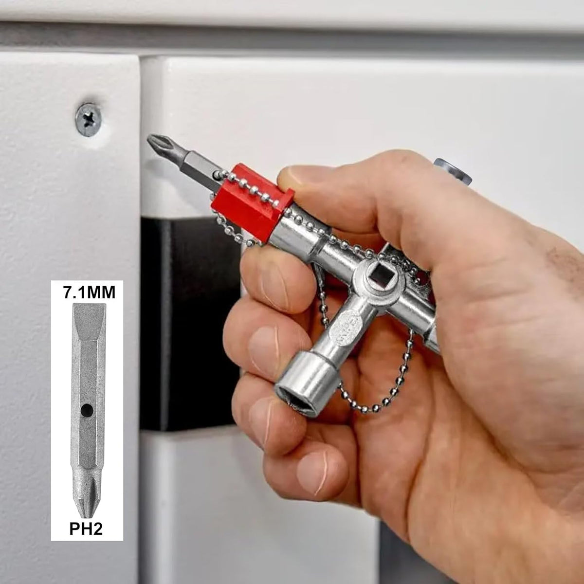 4 Way Sillcock Key Set, Equipped with Bits,Multi Functional Water Key, Cross Key,Water Shut off Tool, Water Spigot Key, Suitable for Valve, Faucet and Spigots, Pack of 2