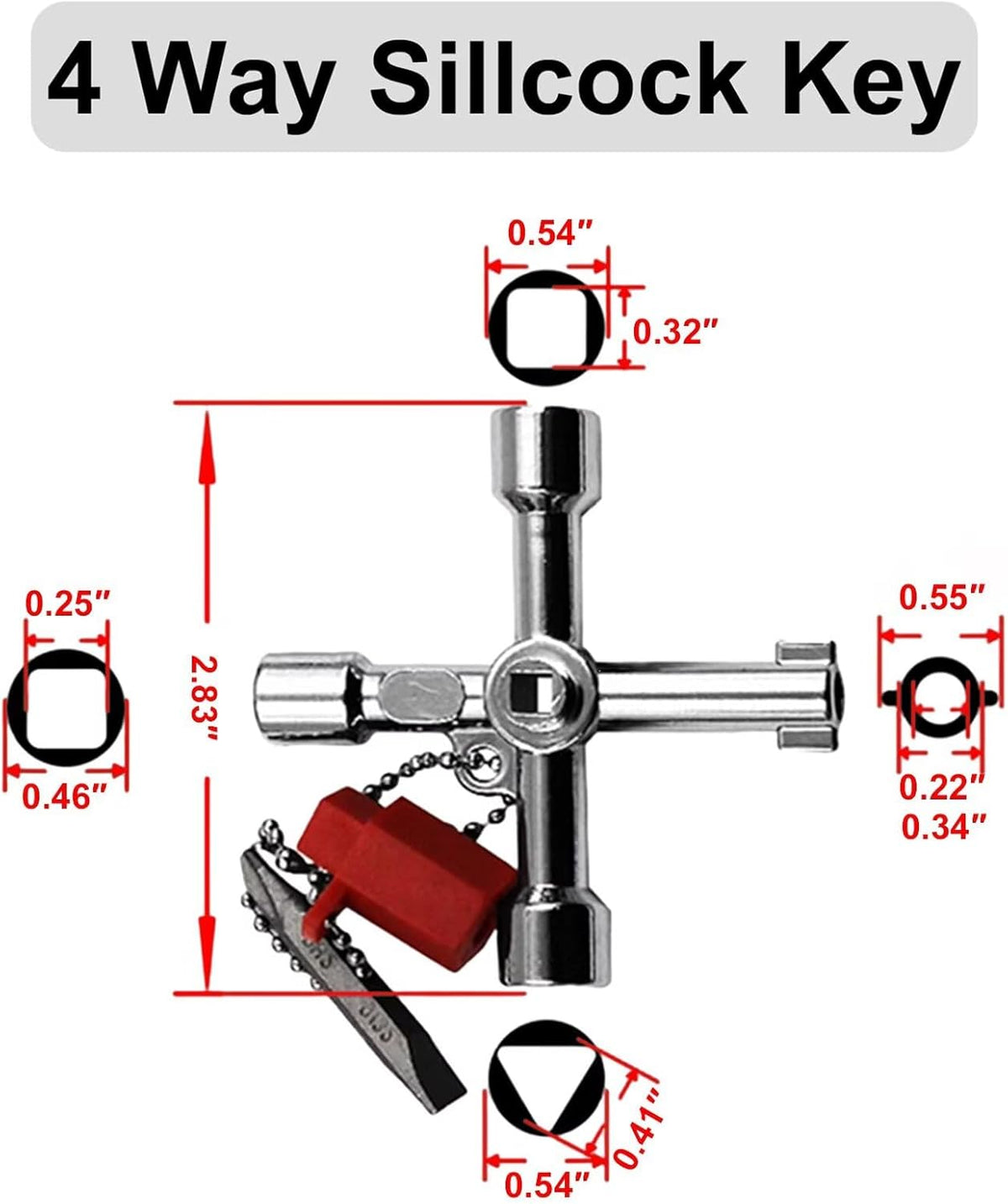 4 Way Sillcock Key Set, Equipped with Bits,Multi Functional Water Key, Cross Key,Water Shut off Tool, Water Spigot Key, Suitable for Valve, Faucet and Spigots, Pack of 2