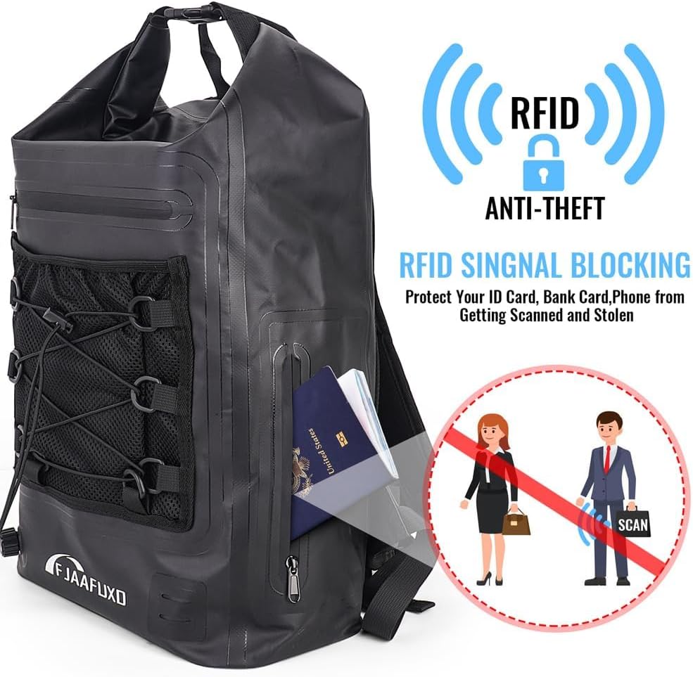 Faraday Travel Backpack Dry Bag - EMP Proof Military Grade, 30L Sports Outdoor Bag - Waterproof, RFID Signal Blocking, Protect against Tracking, Spying & Hackings for Travel/Work