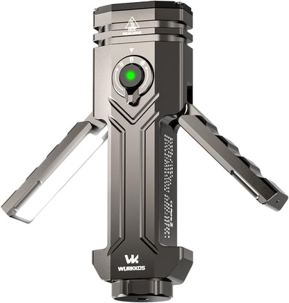 HD02 Flat LED Flashlight, Magnetic Deformation, 3200 Lumens, 5000 Mah Rechargeable, 3000K-6500K, Four-Light Sources, Folding Wing Lighting/Spotlight/Uv Light/Green Light/Magnetictail,Ipx6