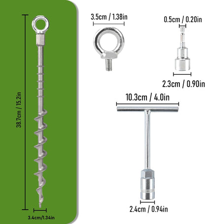 Secure Your Outdoor Adventures with 12 Pcs 14" Detachable Ground Anchors - Non-Rust Aluminum Tent Stakes for Camping, Trampolines, and More