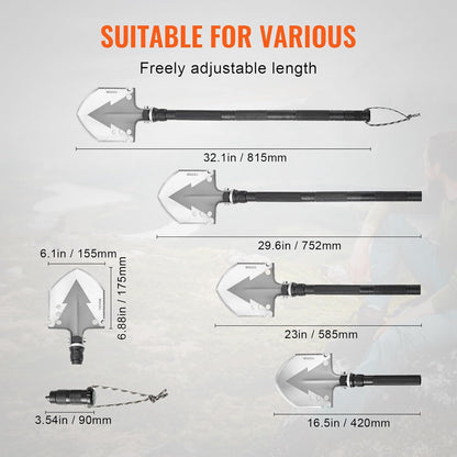 All-in-One Survival Shovel: 11-in-1 Camping Multitool Kit for Ultimate Outdoor Adventures