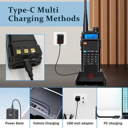 Unleash Your Communication Power with the UV-5R Ham Radio: Long Range 8W Walkie Talkies with 3800mAh Rechargeable Batteries, Tactical Antenna, and Earpiece - Perfect for Outdoor Adventures and Emergency Preparedness (2 Pack)
