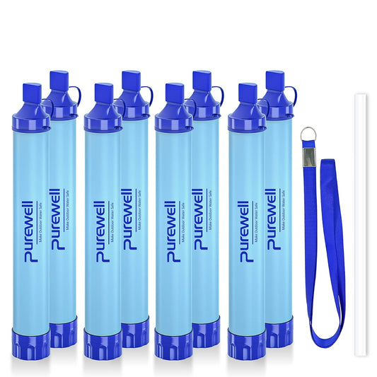 Outdoor Water Filter Personal Water Filtration Straw Emergency Survival Gear Water Purifier for Camping Hiking Climbing Backpacking(8Pcs)