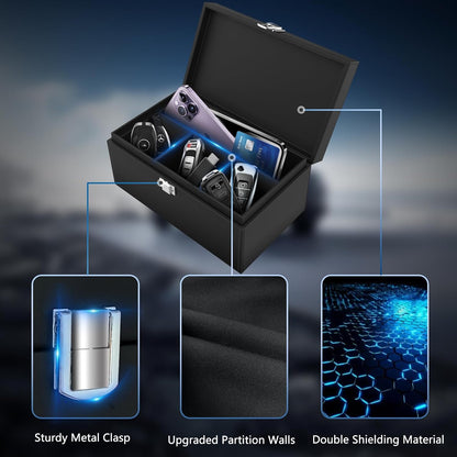 Ultimate Faraday Box with Bonus Faraday Bags – Extra-Large Signal Blocking Solution for Car Keys and Phones!