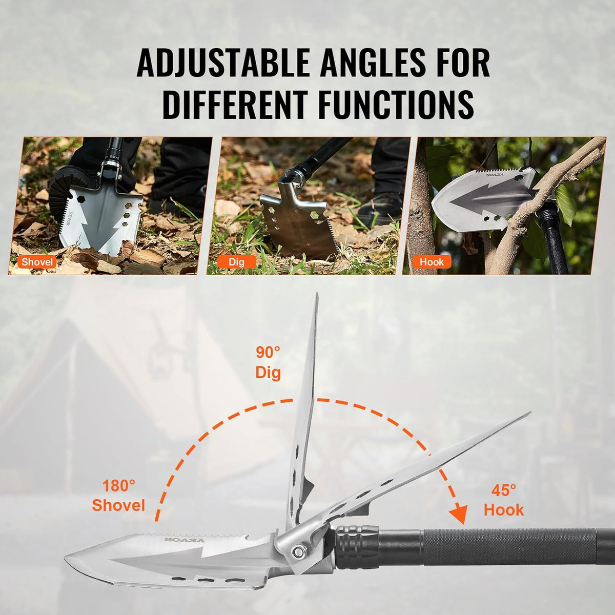 All-in-One Survival Shovel: 11-in-1 Camping Multitool Kit for Ultimate Outdoor Adventures