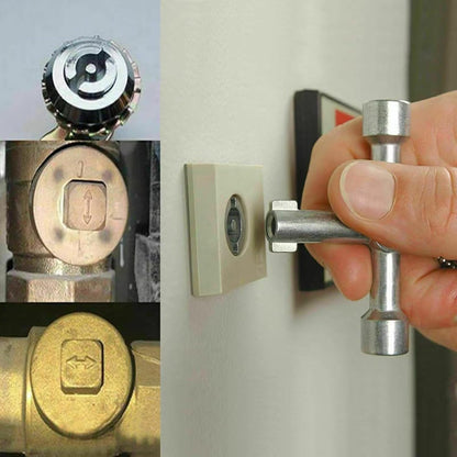 4 Way Sillcock Key Set, Equipped with Bits,Multi Functional Water Key, Cross Key,Water Shut off Tool, Water Spigot Key, Suitable for Valve, Faucet and Spigots, Pack of 2