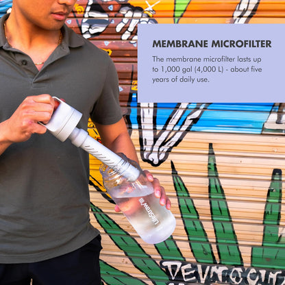 Go Series – Bpa-Free Water Filter Bottle for Travel and Everyday Use Removes Bacteria, Parasites and Microplastics, Improves Taste, 1L Aegean Sea