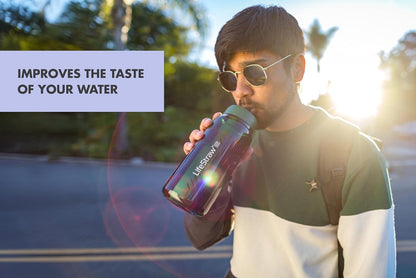 Go Series – Bpa-Free Water Filter Bottle for Travel and Everyday Use Removes Bacteria, Parasites and Microplastics, Improves Taste, 1L Aegean Sea
