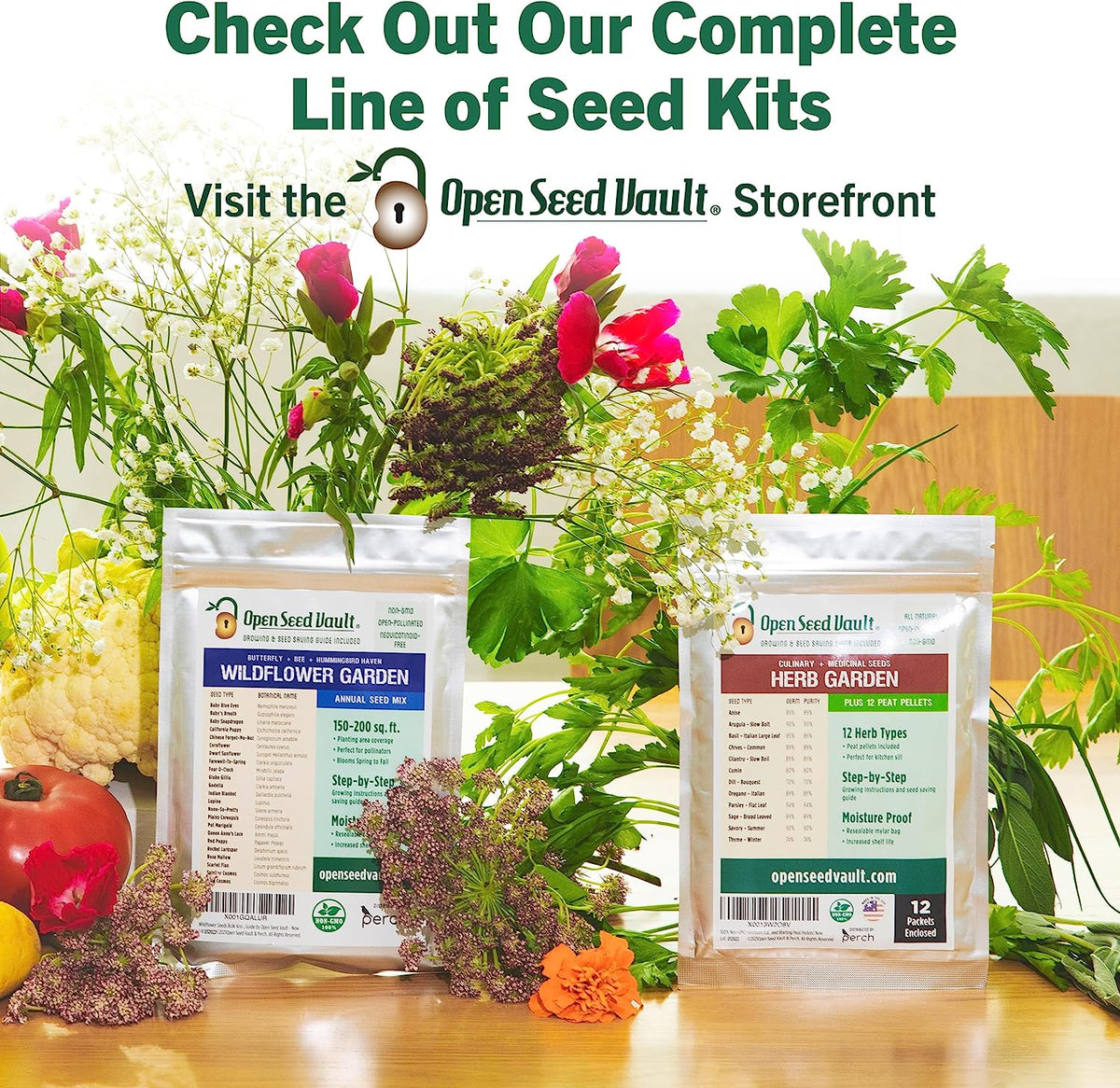 15,000 Heirloom Seeds Non GMO Vegetable and Fruit Seeds for Planting Outdoor & Indoor - 32 Variety Pack of Survival Garden Seeds