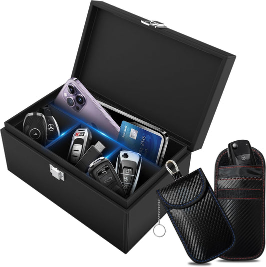Ultimate Faraday Box with Bonus Faraday Bags – Extra-Large Signal Blocking Solution for Car Keys and Phones!
