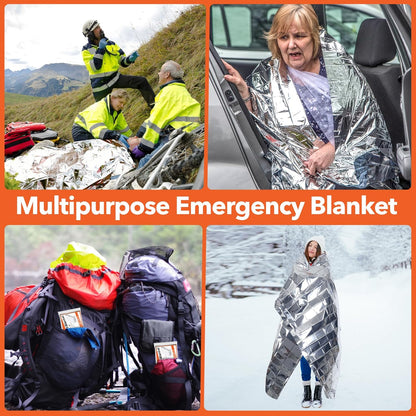 6 Pack Emergency Mylar Blanket, Emergency Blanket Space Blanket Survival Rescue Insulating Reflective Foil Kit Outdoors Hiking Camping Blanket Perfect for Outdoors, Hiking, Camping Survival