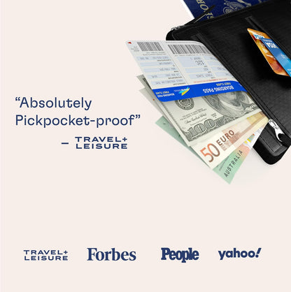 Stay Secure and Stylish with the Hidden Travel 2-in-1 Black Belt Wallet - RFID Blocking Neck Pouch for Passport and Essentials