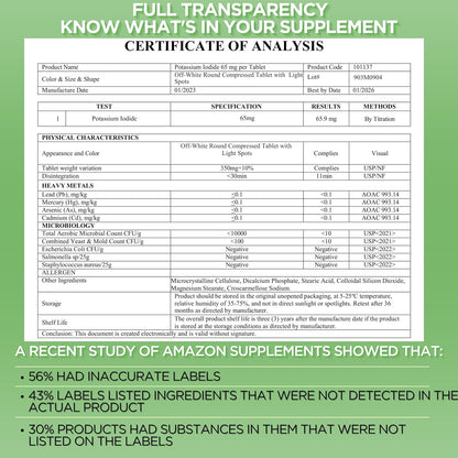Potassium Iodide Tablets 130 Mg | 300Ct Iodine Tablets for Radiation Exposure - Potassium Iodine Pills - YODO Naciente - KI Pills - Made in USA -