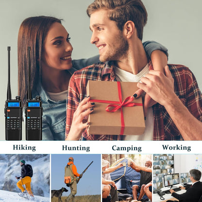 Unleash Your Communication Power with the UV-5R Ham Radio: Long Range 8W Walkie Talkies with 3800mAh Rechargeable Batteries, Tactical Antenna, and Earpiece - Perfect for Outdoor Adventures and Emergency Preparedness (2 Pack)