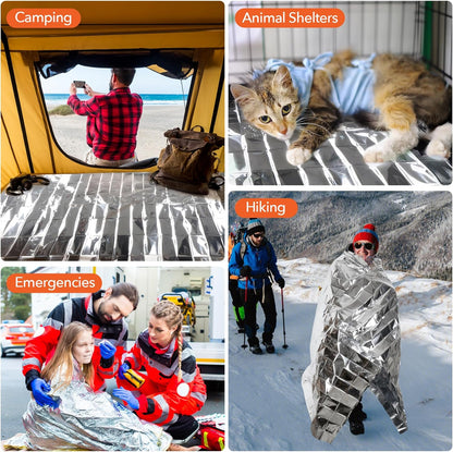 6 Pack Emergency Mylar Blanket, Emergency Blanket Space Blanket Survival Rescue Insulating Reflective Foil Kit Outdoors Hiking Camping Blanket Perfect for Outdoors, Hiking, Camping Survival
