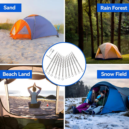 Secure Your Outdoor Adventures with 12 Pcs 14" Detachable Ground Anchors - Non-Rust Aluminum Tent Stakes for Camping, Trampolines, and More