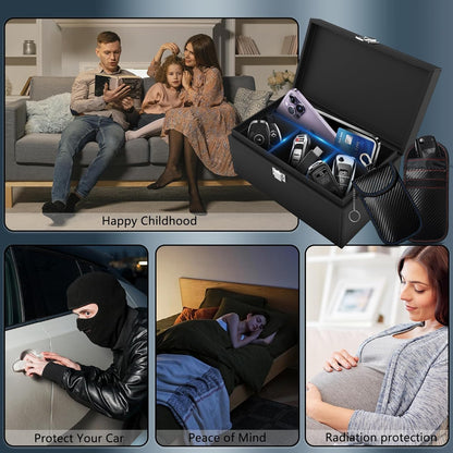 Ultimate Faraday Box with Bonus Faraday Bags – Extra-Large Signal Blocking Solution for Car Keys and Phones!