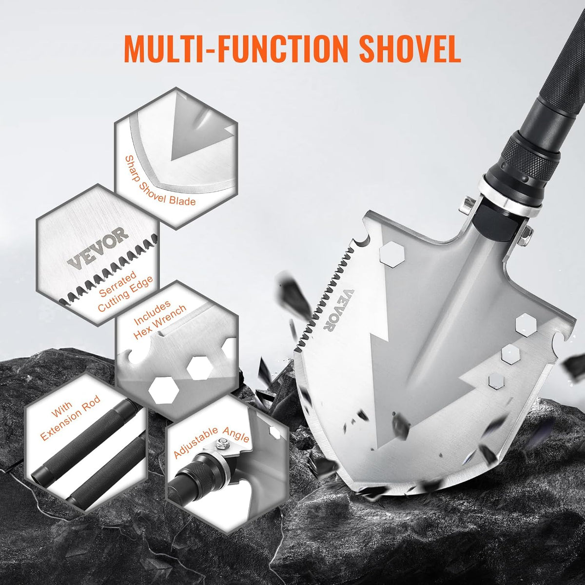 All-in-One Survival Shovel: 11-in-1 Camping Multitool Kit for Ultimate Outdoor Adventures