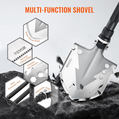 All-in-One Survival Shovel: 11-in-1 Camping Multitool Kit for Ultimate Outdoor Adventures