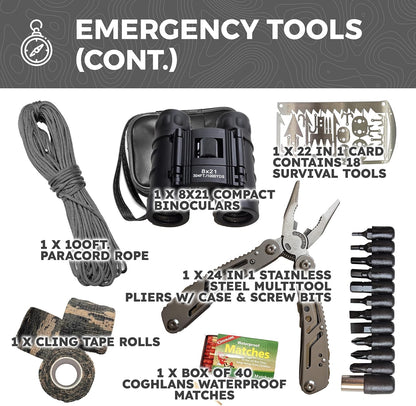 Sirius: Pre-Packed Bug Out Bag - 72 Hour Kit for 2 People - Bugout Backpack Survival Kit - Premium 50L Go Bag Tactical Backpack - Essential Bug Out Gear - Upgraded Survival Backpack