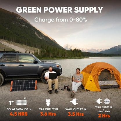 Solar Generator 300, 293Wh Power Station with 40W Solar Panel, 300W Pure Sine Wave AC Outlet for RV Outdoors Camping Travel Blackout