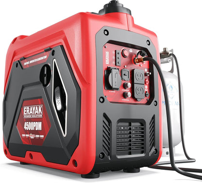 4500W Dual-Fuel Portable Inverter Generator for Home Use, Camping Outdoor, 30A RV Ready, Auto Switch, Gas and Propane Powered, EPA, CO Sensor, Parallel Ready, Campact Design