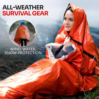 Emergency Sleeping Bag for Survival Gear and Supplies Life Bivy Sack Waterproof Mylar Emergency Blankets for Survival Kit Car Camping Gear Hiking Tac Bivvy Go Bags Supplies Sleep Sacks Shelter