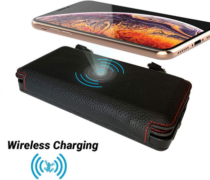 Quadrapro Solar Charger Power Bank - 5.5W 4-Panel Portable Wireless Phone Charger - Compatible with Iphone, Android, 2 USB Port, Flashlight, Magnetic Case, Hanging Loops - Battery Backup