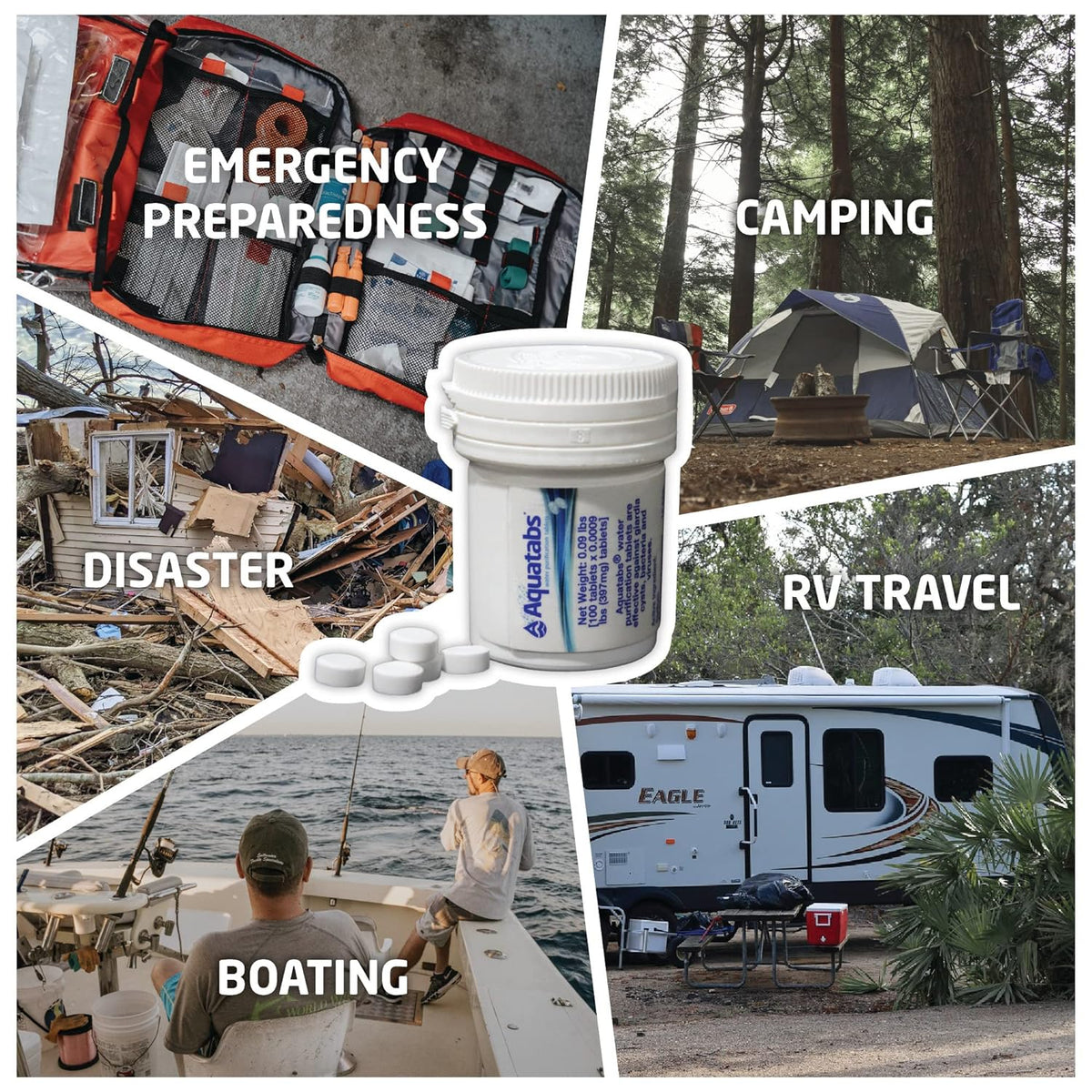 Water Purification Tablets (397Mg, 100 Pack). Water Filtration System for Camping, Boating, Emergency Water, Survival Kit, and Marine. Easy-To-Use Water Purifier Treatment.